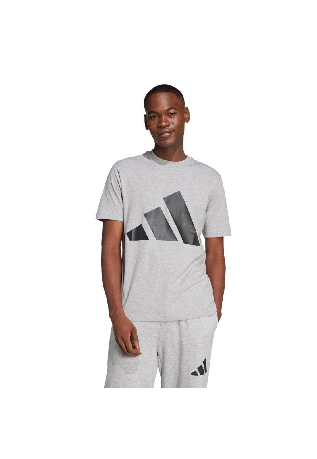 Polera adidas Hombre Essentials Logo Grande Gris-0
