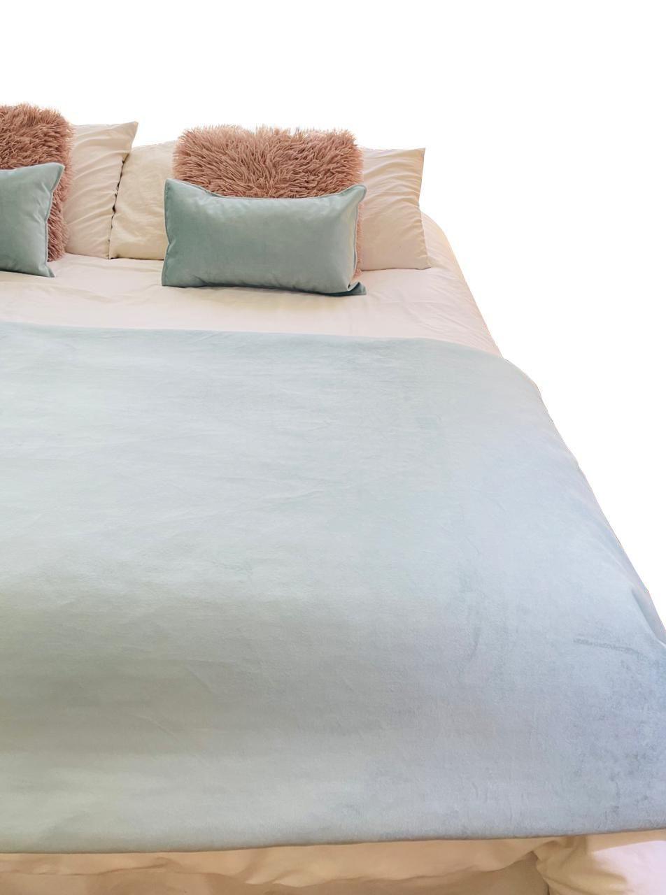 Set Felpa Española Verde Agua 80 x 140 cm + 1 cojín  50 x 30 cm Antonia Paz-0