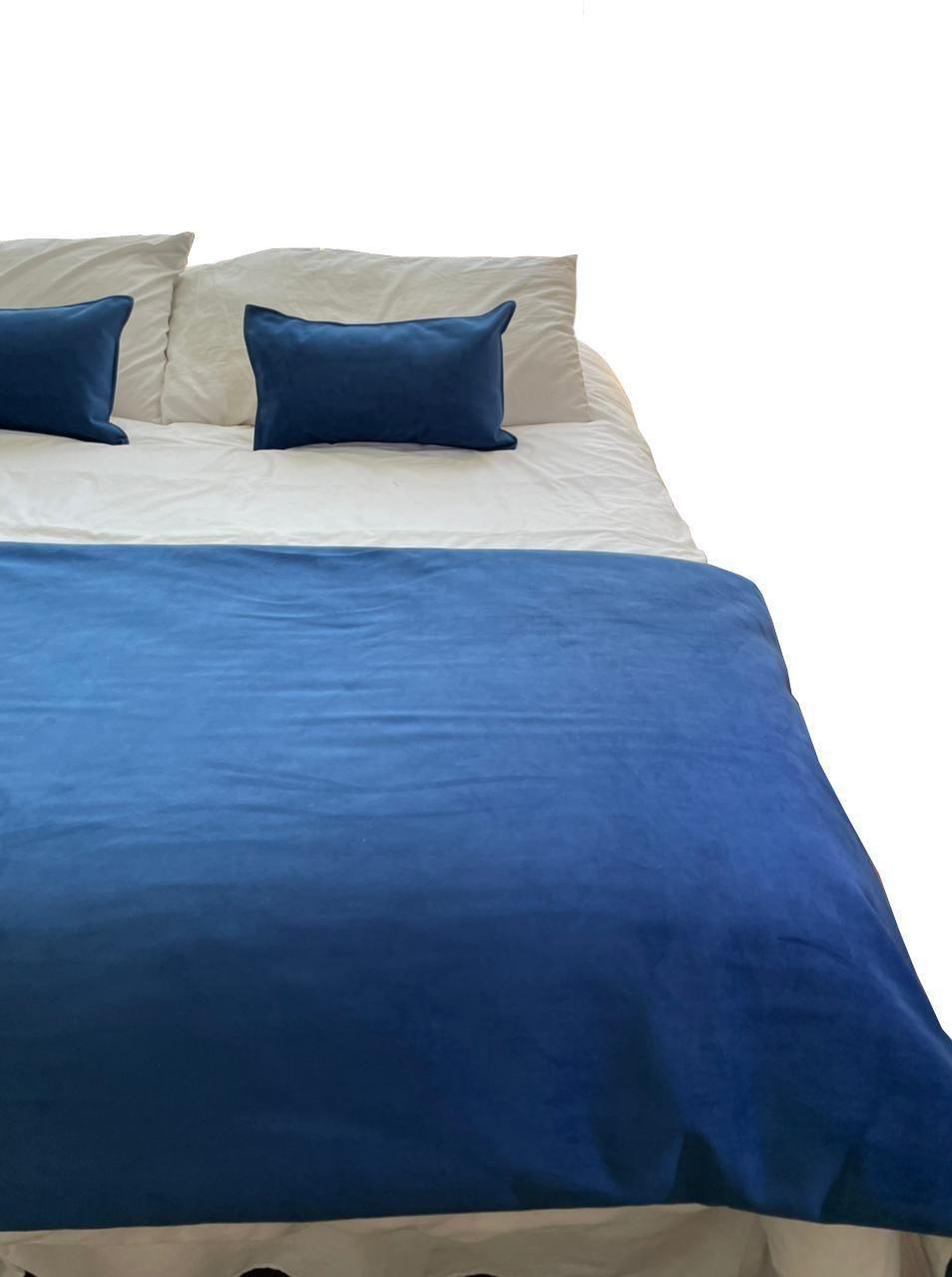 Set PieceraFelpa Española Azul 90 x 235 + 2 cojines 50 x 30 cm Antonia Paz-0