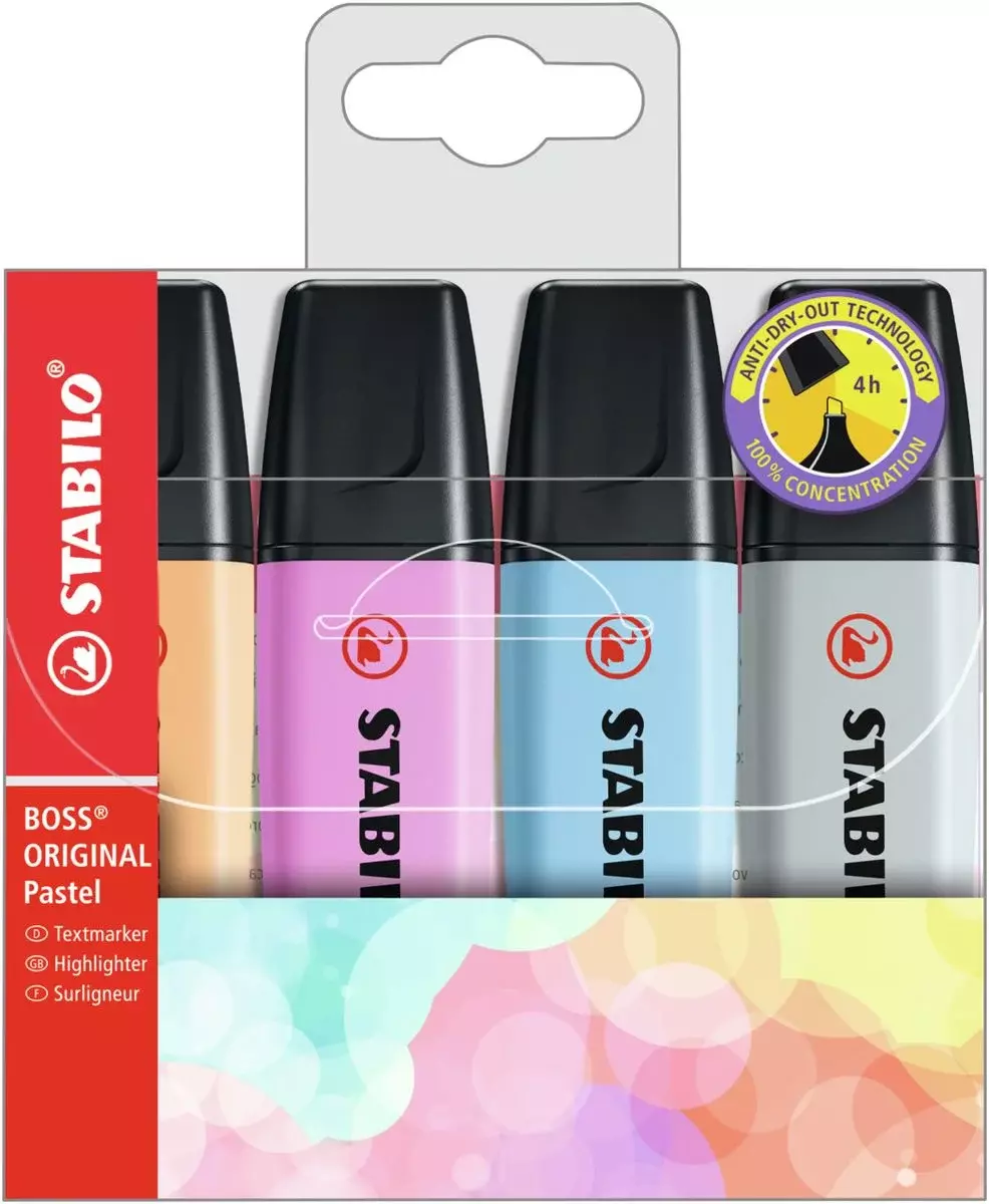 Set 4 Destacadores Stabilo Boss Pastel-2