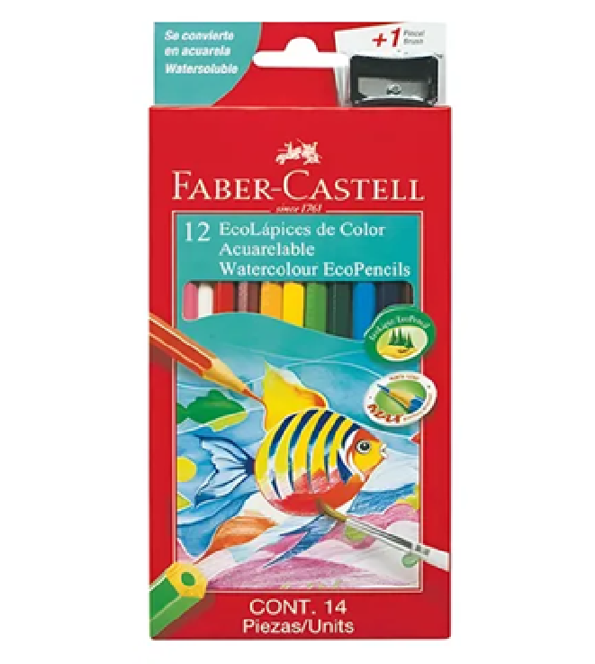 L pices de colores acuarelables con pincel y sacapunta FABER CASTELL-0