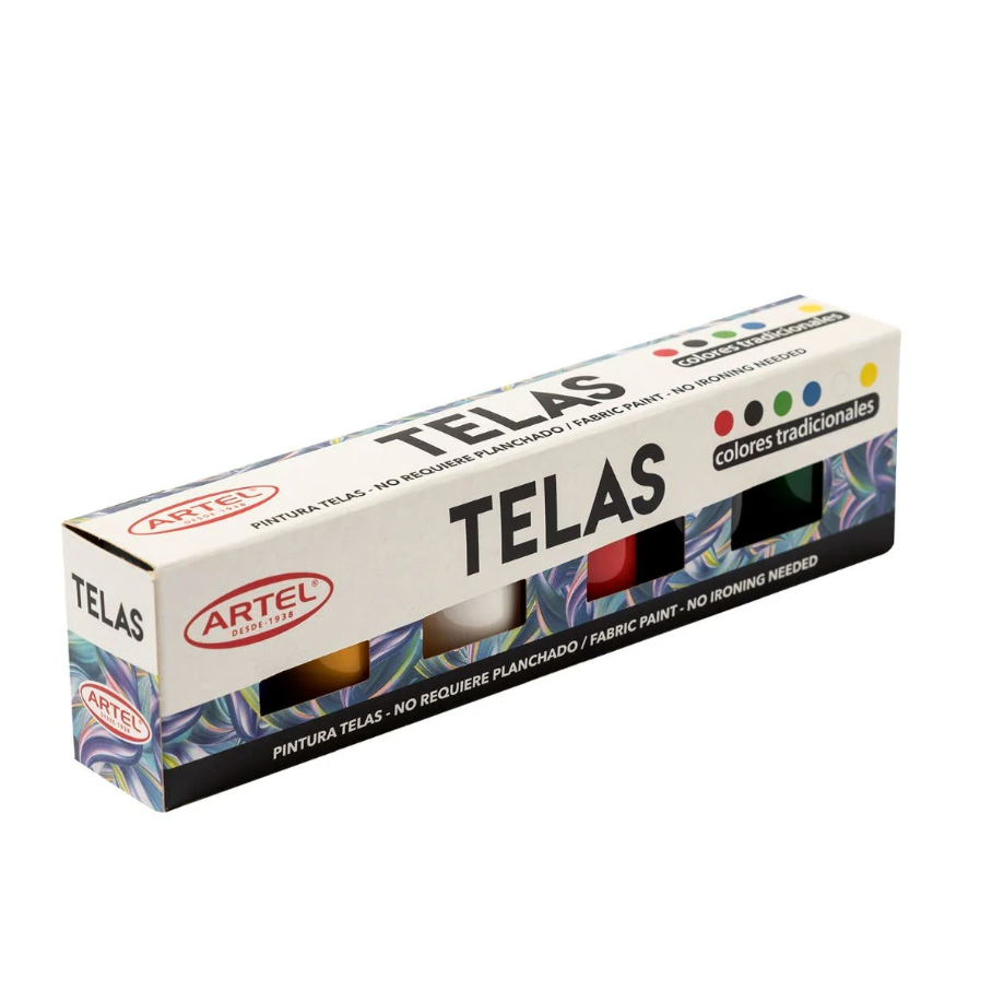 Estuche Pintura Telas 6 colores 15ml ARTEL-1