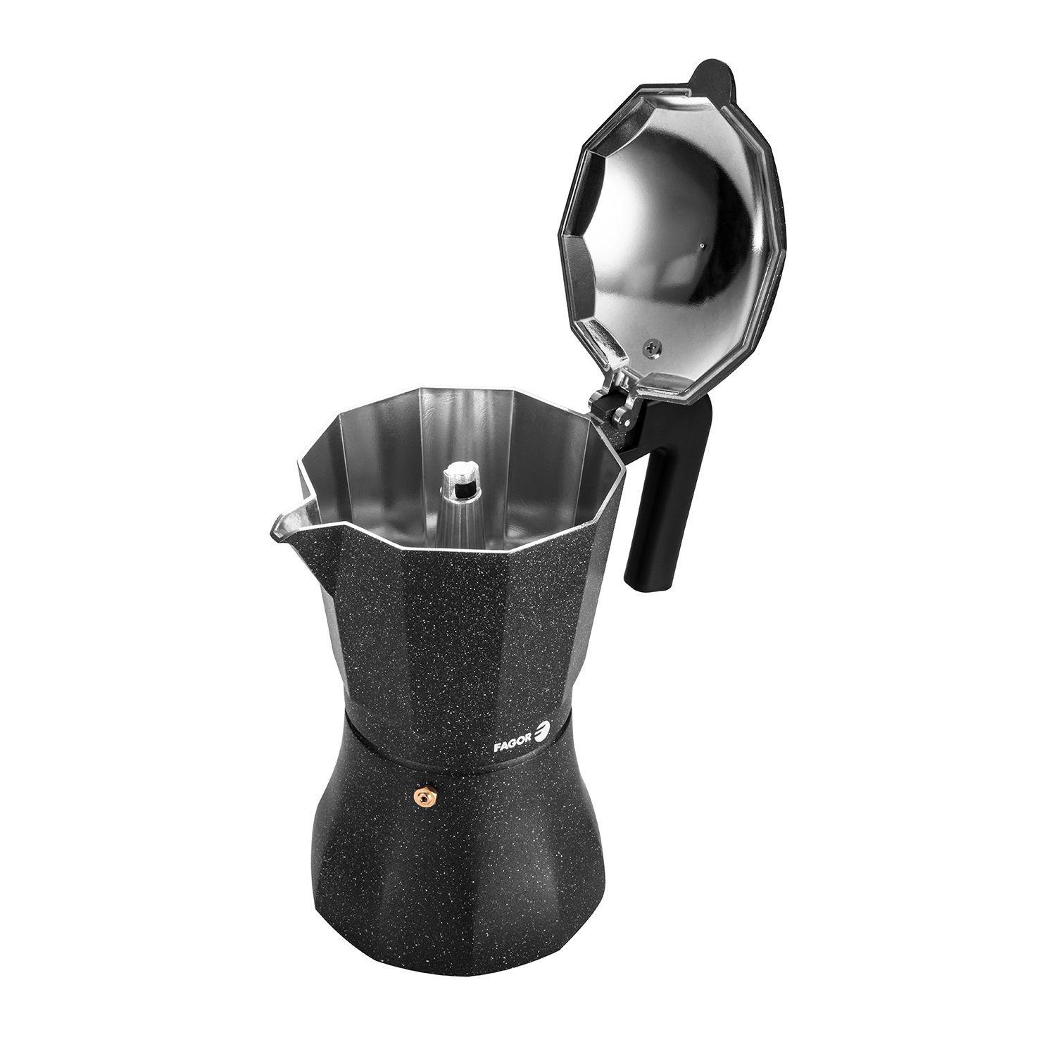 Cafetera italiana negra aluminio  12 Tazas Tiramisú Fagor-4