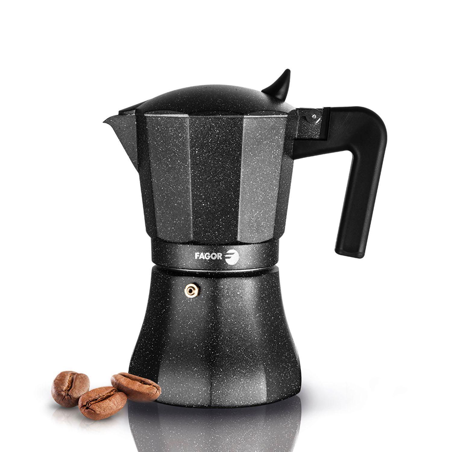 Cafetera italiana negra aluminio  12 Tazas Tiramisú Fagor-5