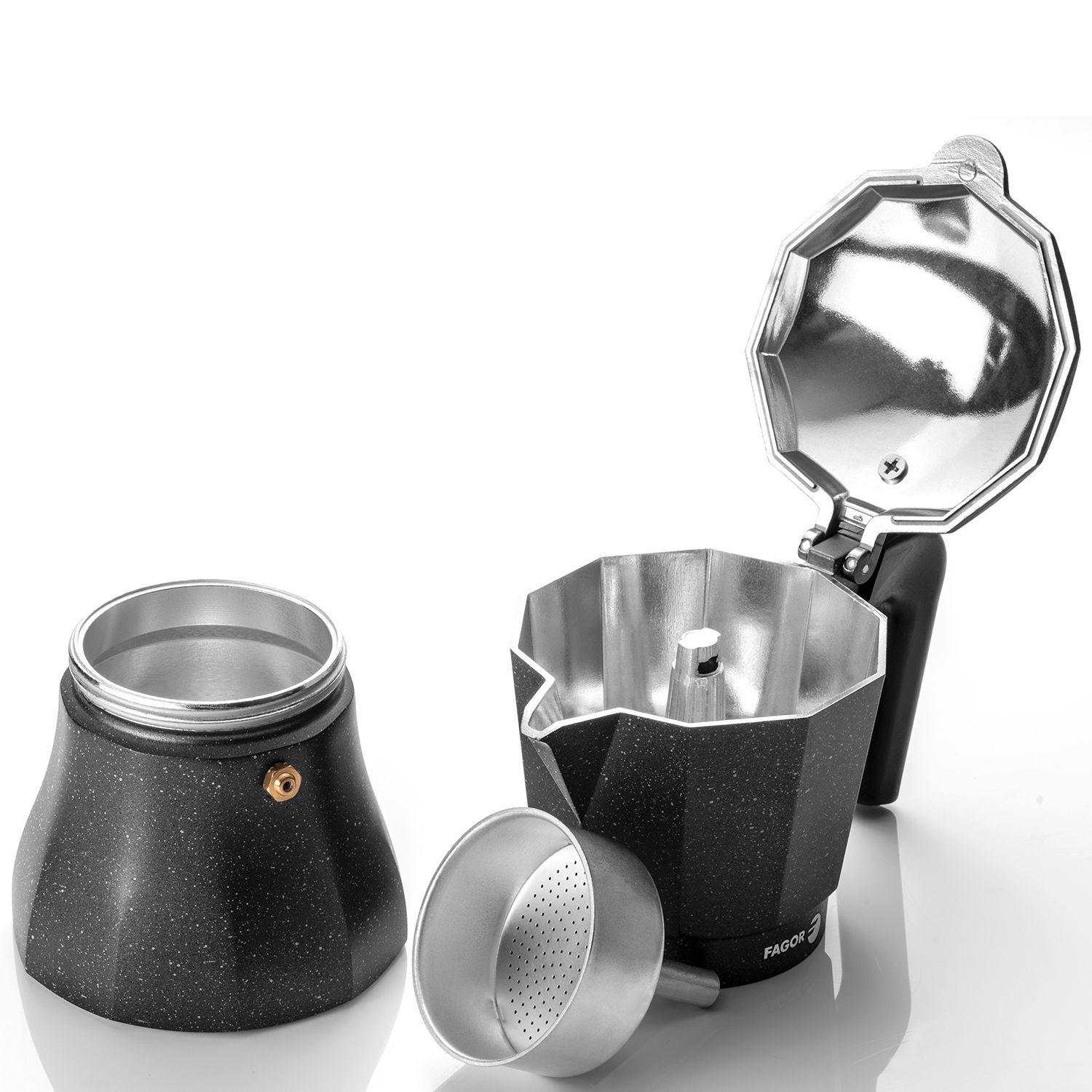Cafetera italiana negra aluminio  12 Tazas Tiramisú Fagor-2