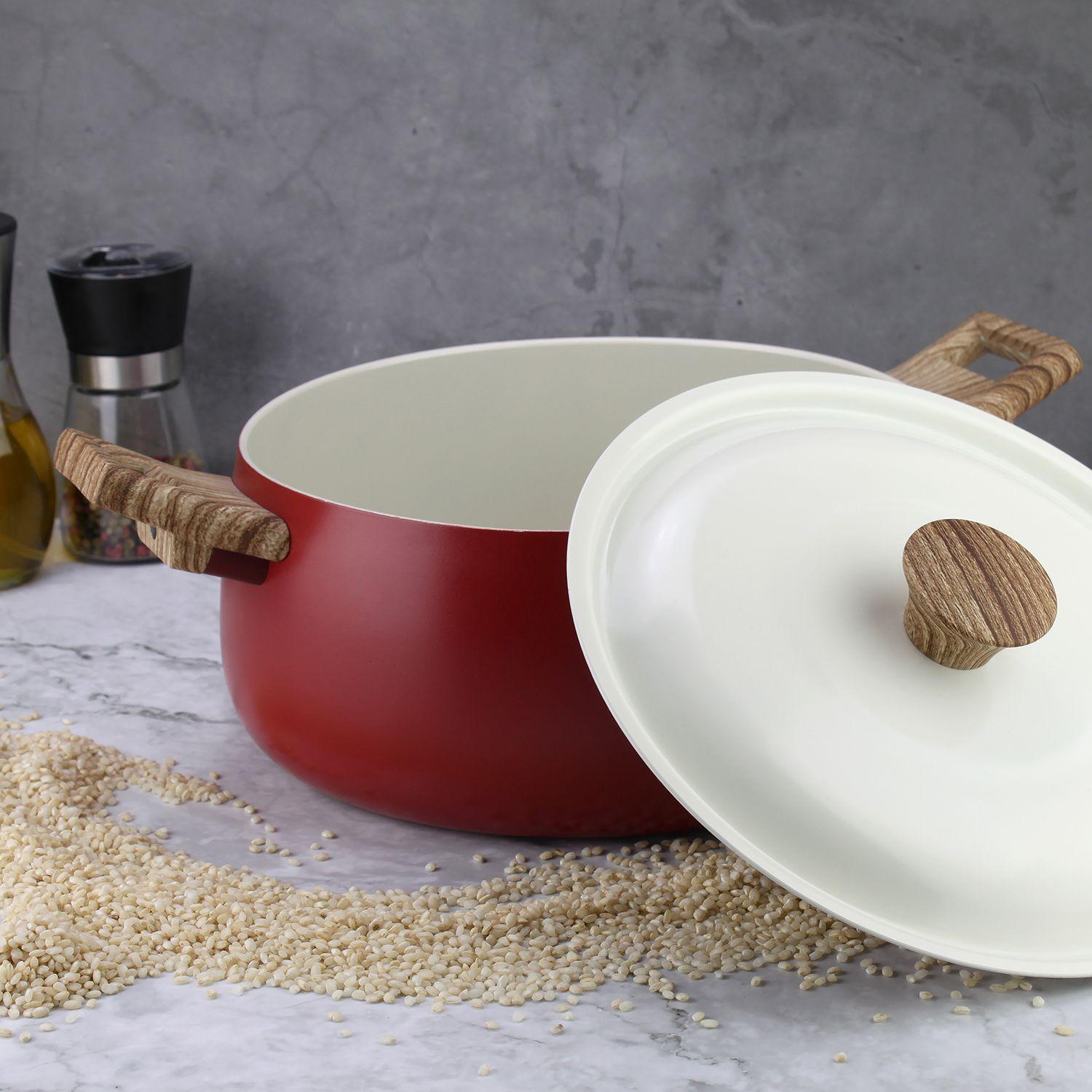 Batería de cocina de aluminio 7 Piezas Rojo Biela Fantuzzi-5