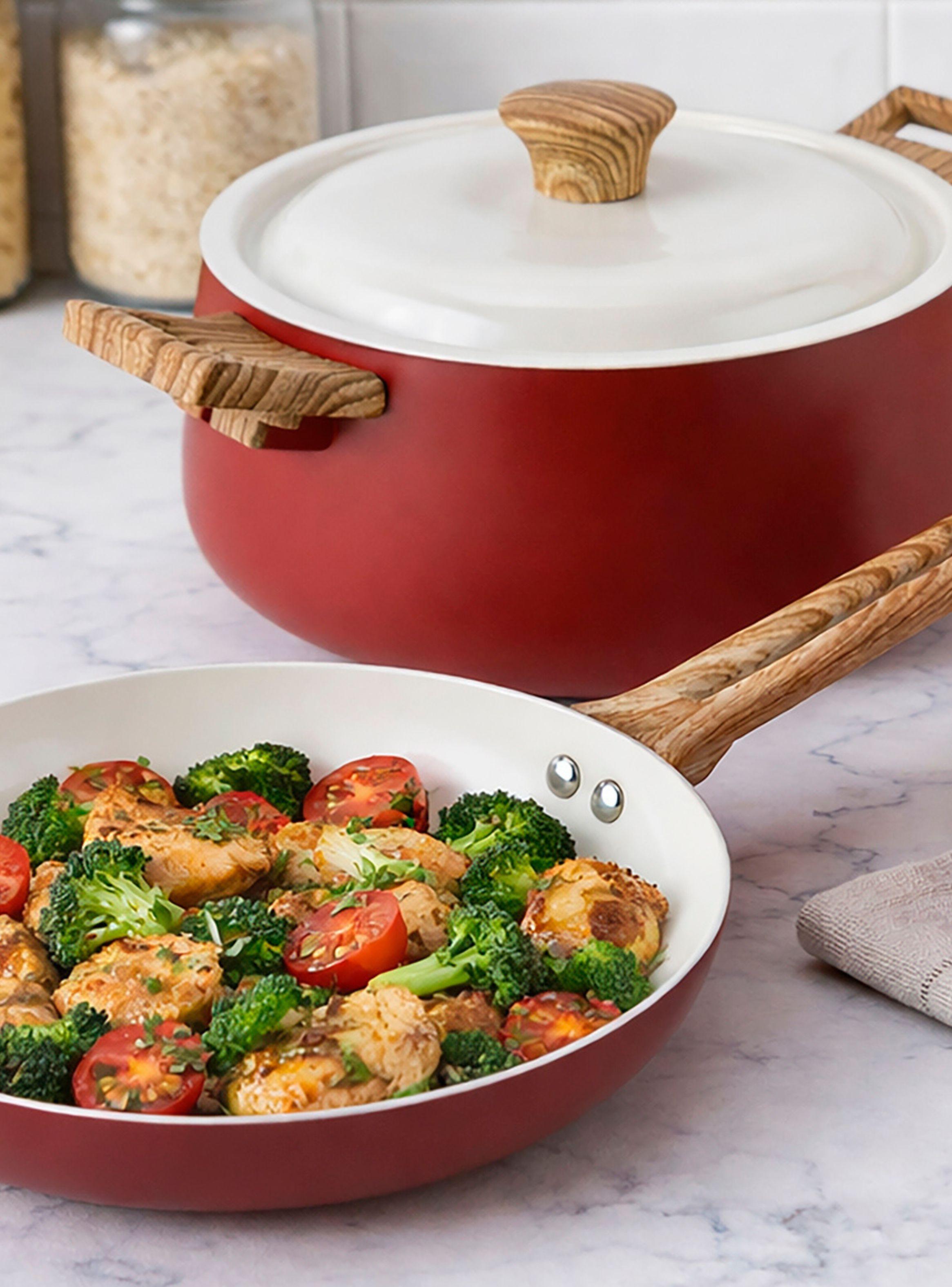 Batería Cocina Aluminio Forjado 7pzas Roja Biela-4