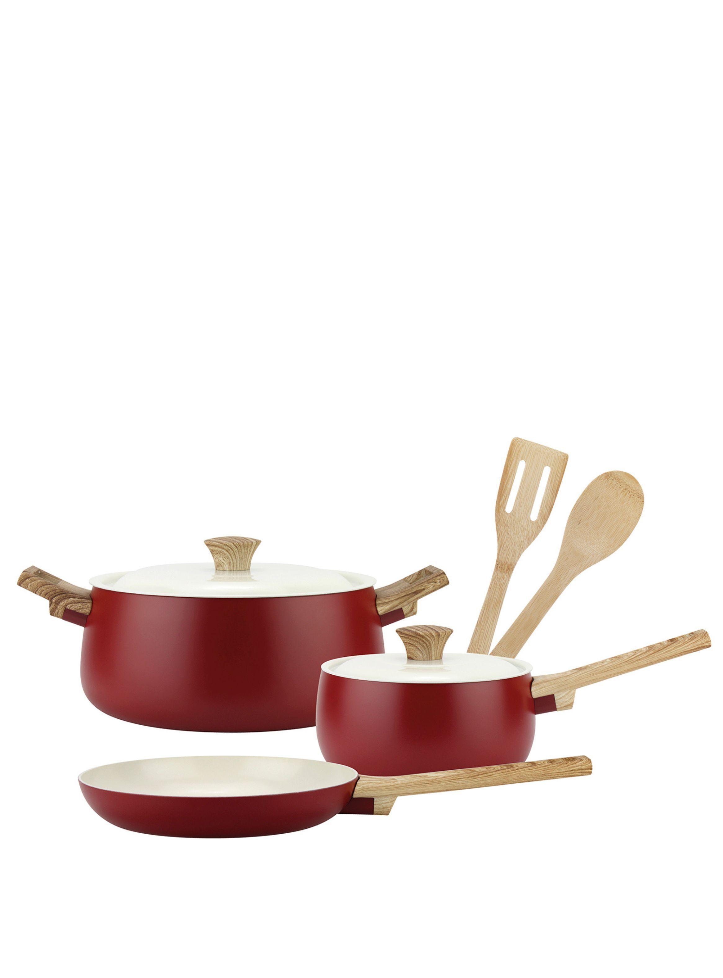 Batería Cocina Aluminio Forjado 7pzas Roja Biela-5