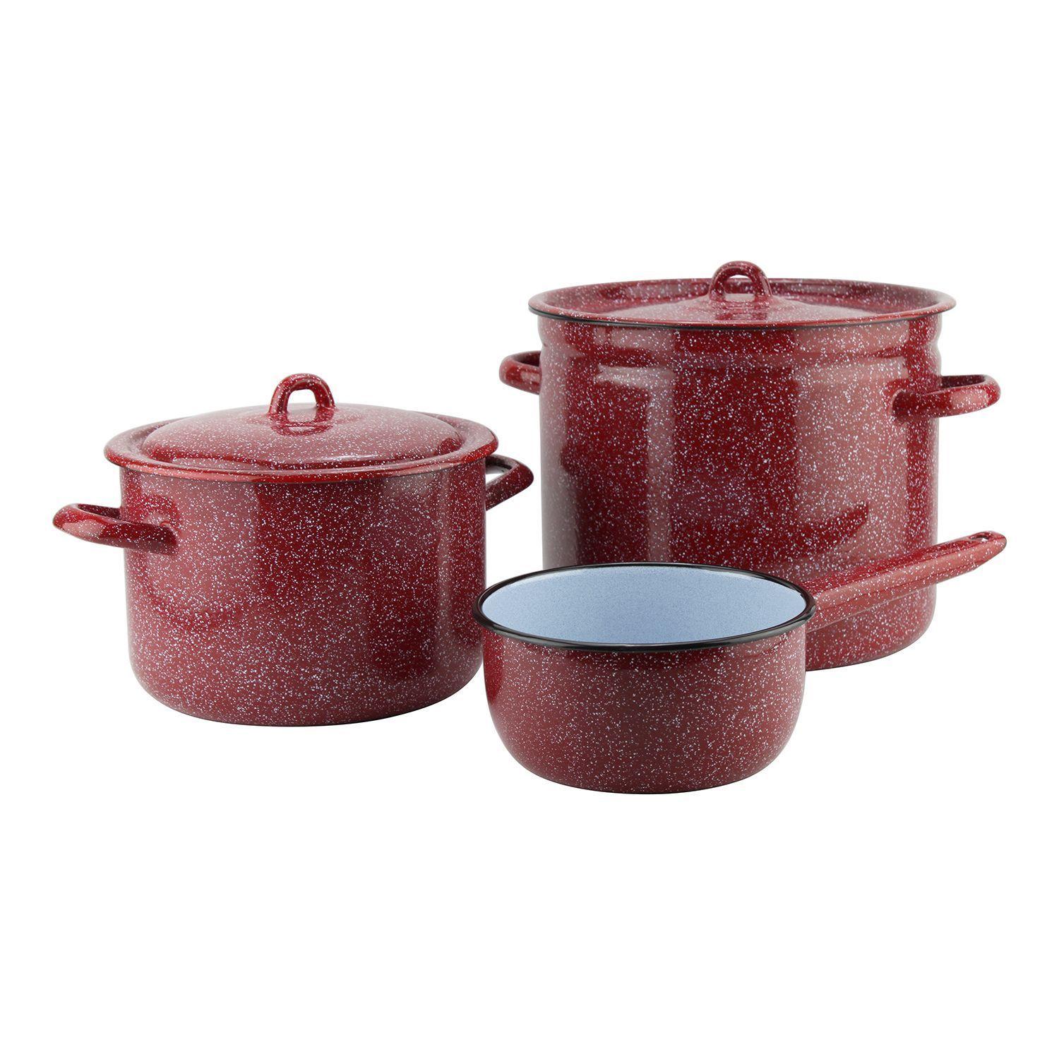 Batería Acero Carbónico Vitrificado 5pzas Roja Fundo-0