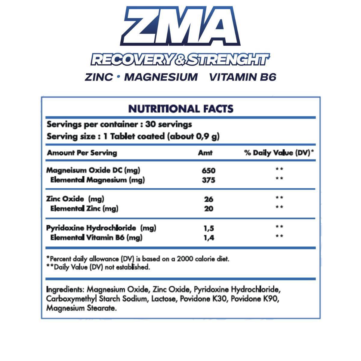 ZMA Zinc -magnesium- vitamin B6 30 Tabl. 30 Serv.-3
