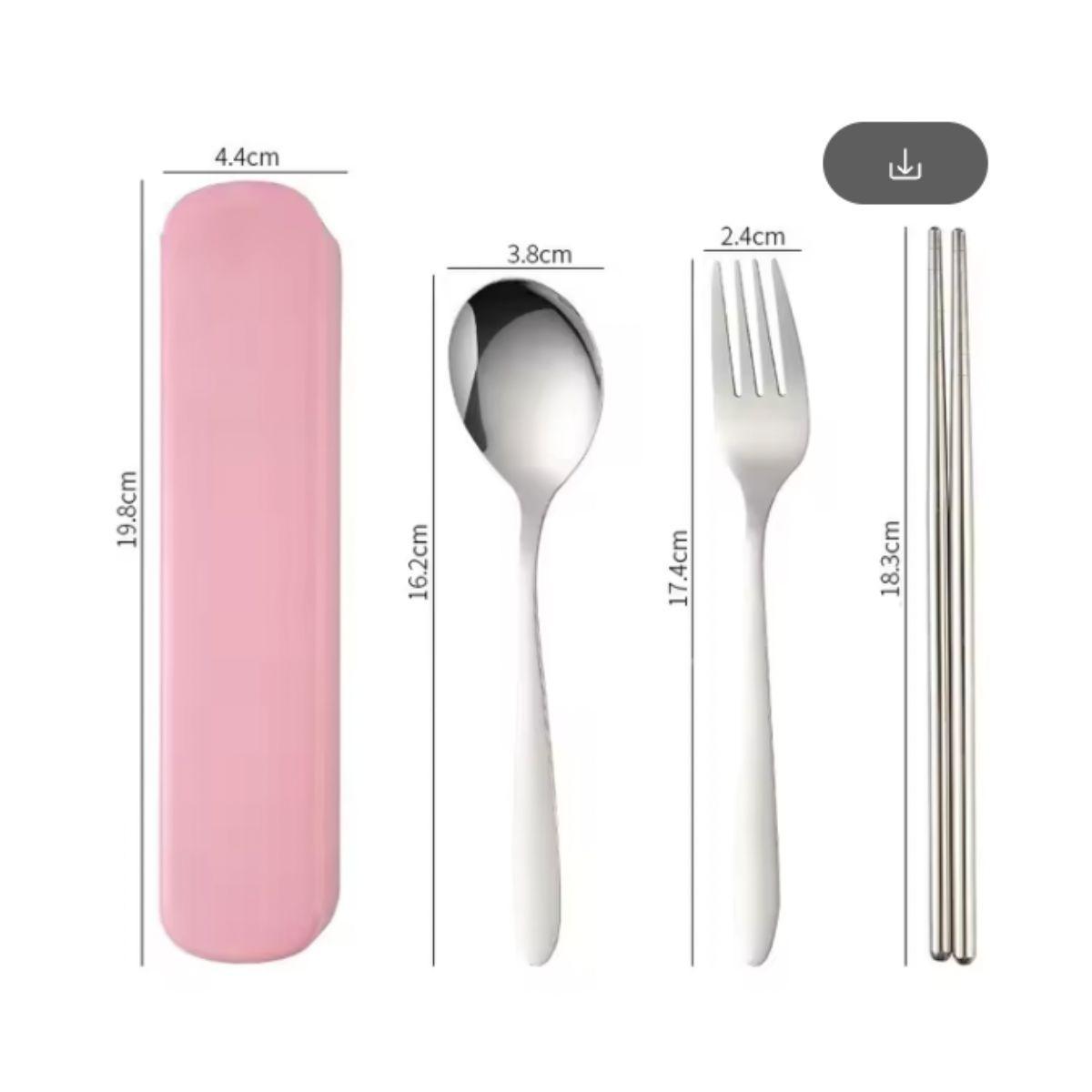 Set Vajilla Acero Inoxidable Portatil Estuche Almacenamiento VIAJES-2