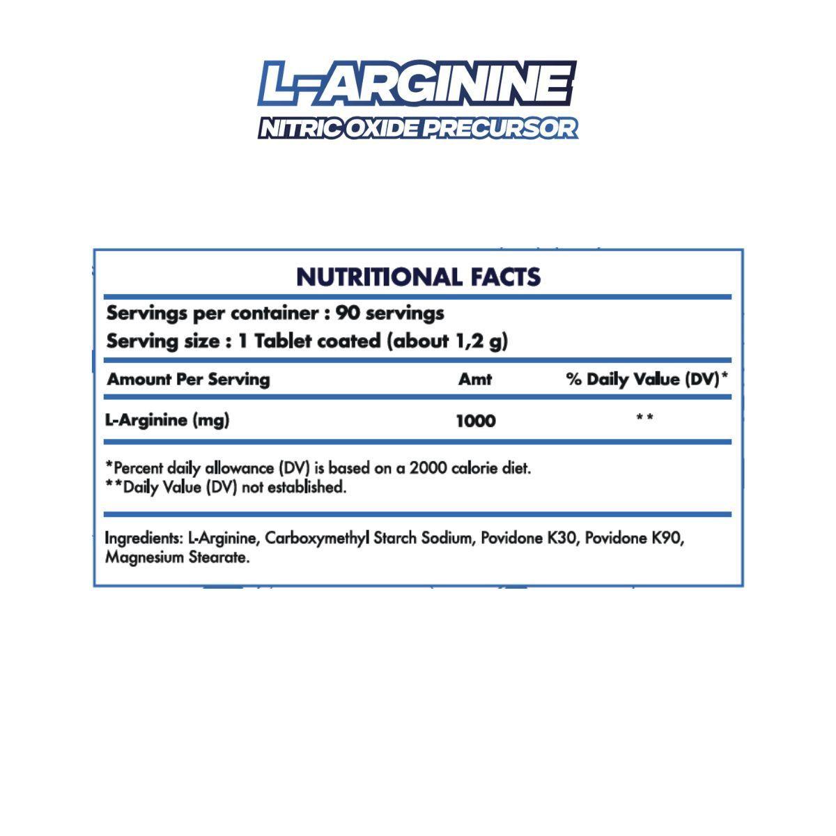 L-arginine Precursor Oxido Nitrico 1000mg 90 Serv-3
