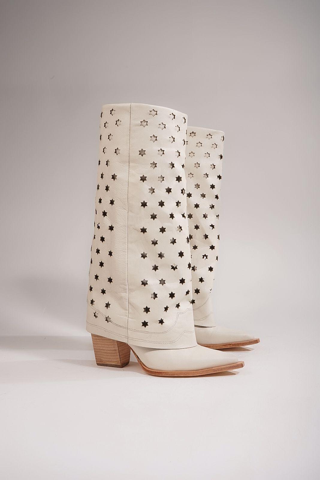 Bota Alta Freenn Boot Cuero Negra y Blanca-1