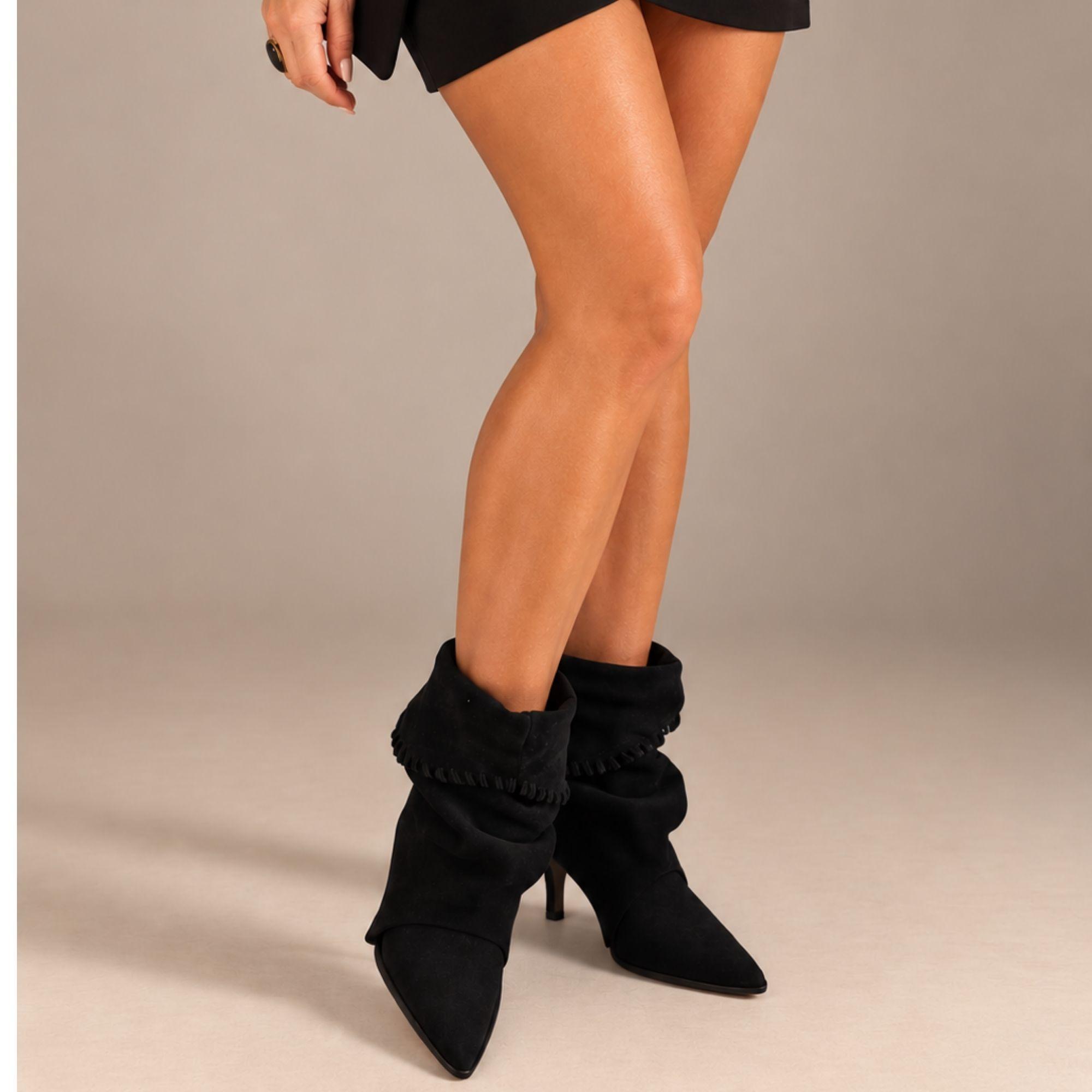 Bota Madame Jones Negra Gamuza-2