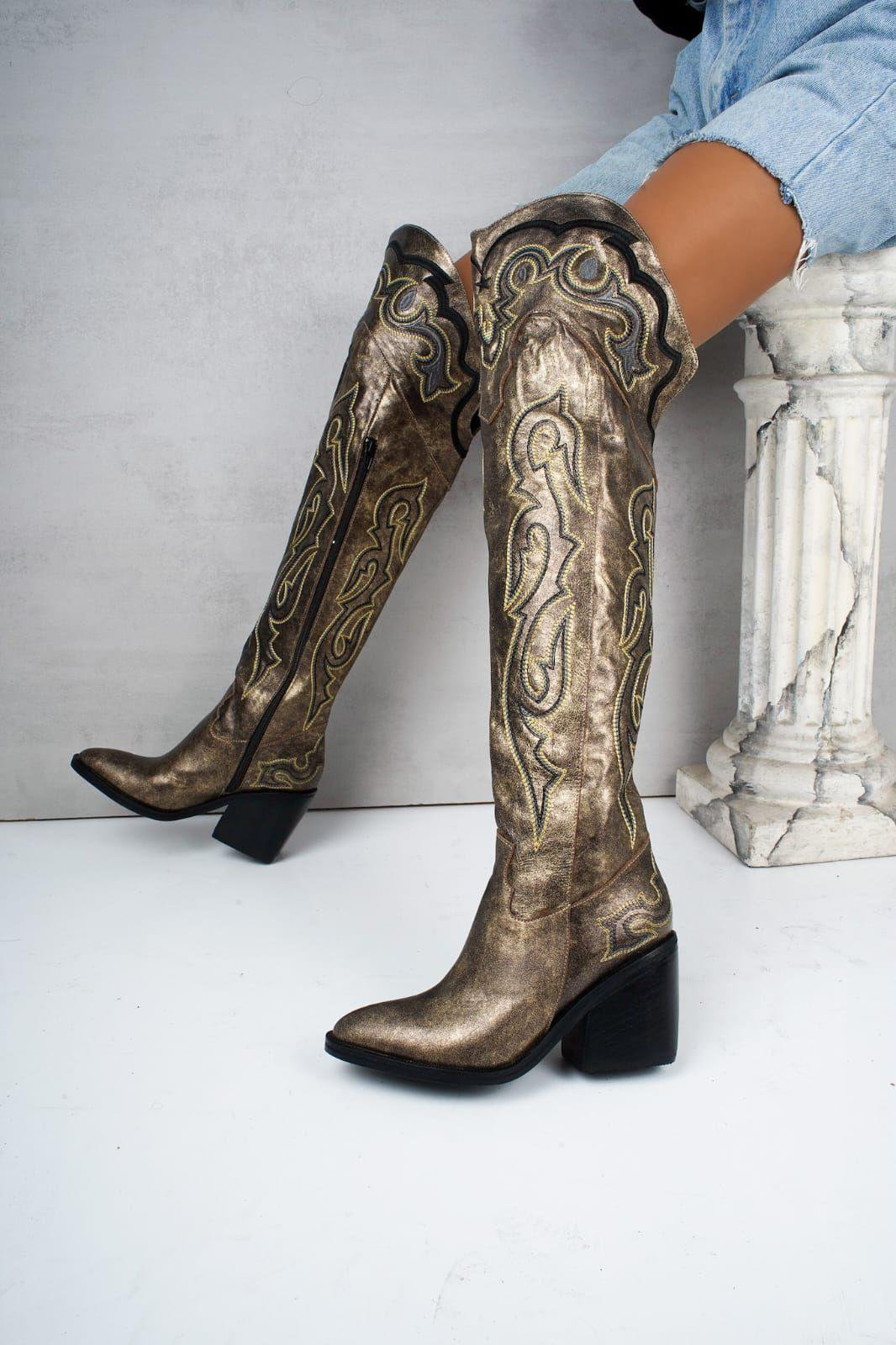 Bota Larga Texana Jagger Cuero Dorada-0