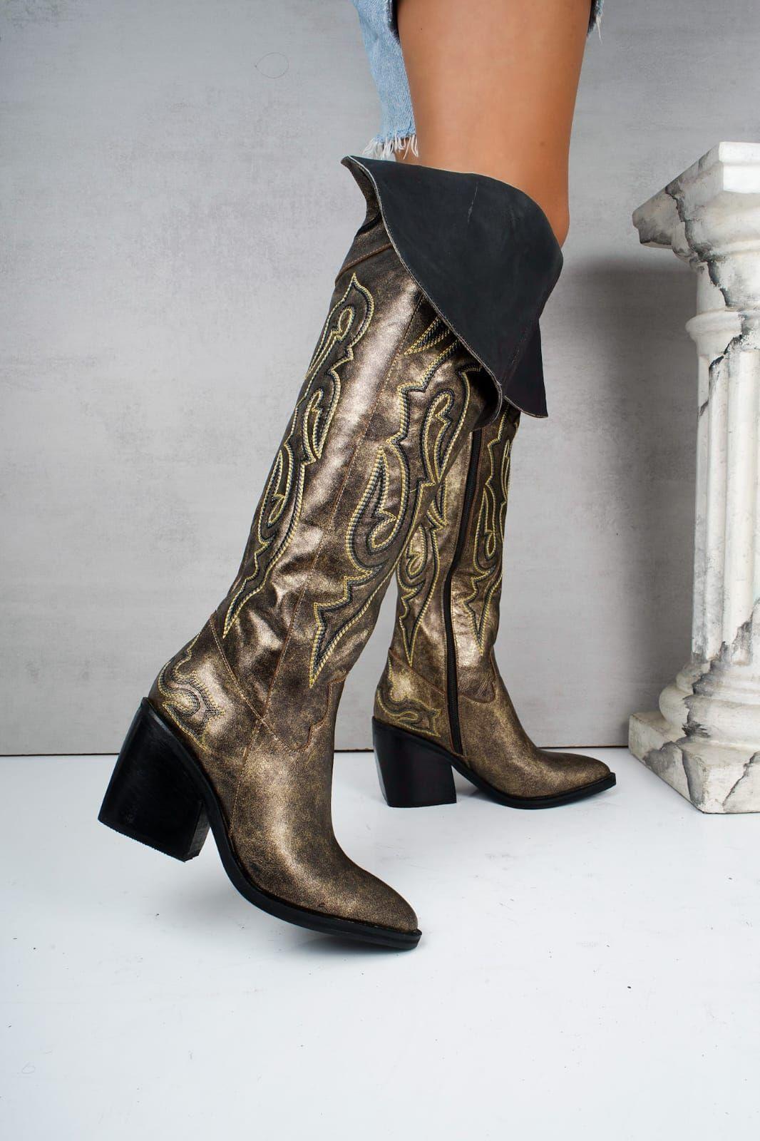 Bota Larga Texana Jagger Cuero Dorada-1