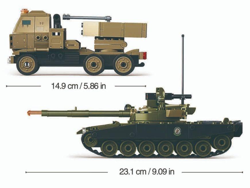 Tanque T-90, HIMARS y UAV Bayraktar TB2, compatible Lego-2