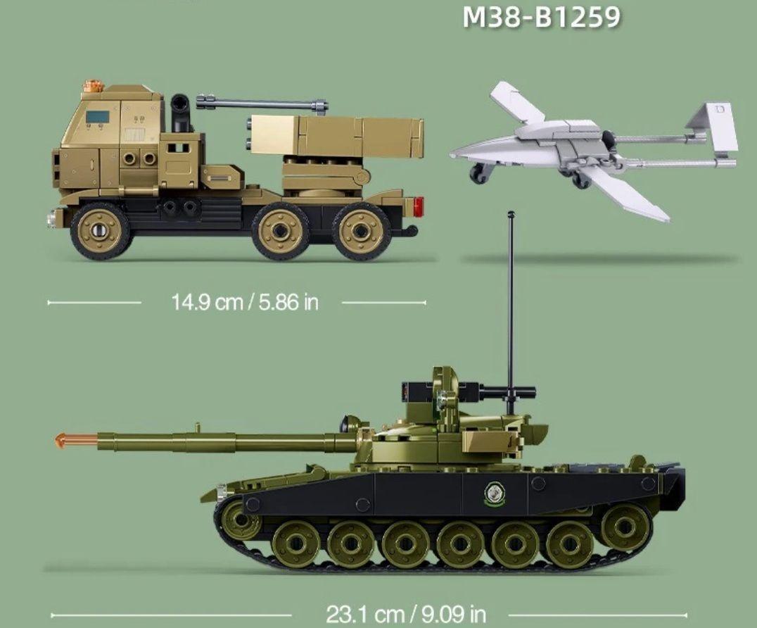 Tanque T-90, HIMARS y UAV Bayraktar TB2, compatible Lego-6