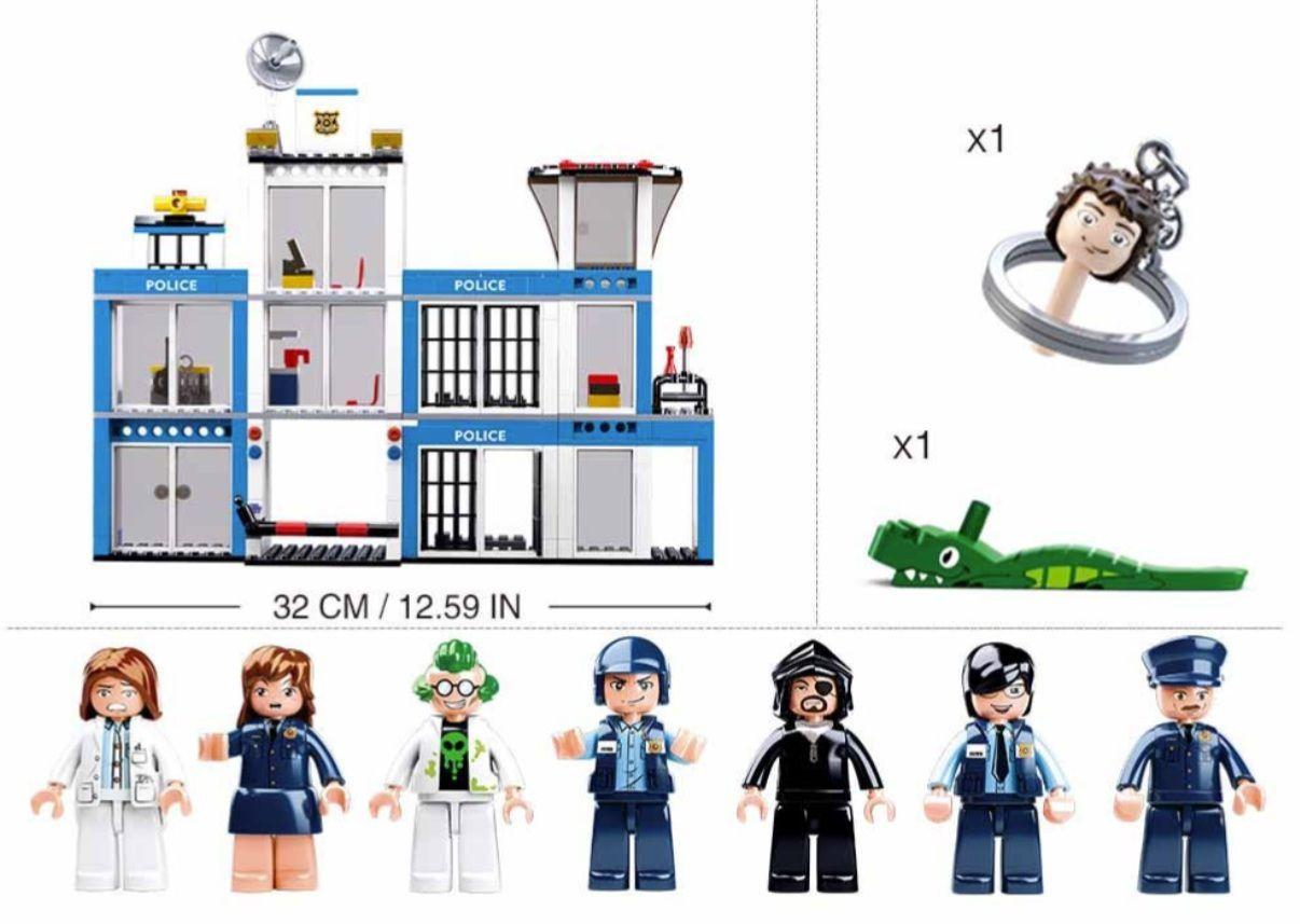Estación Policial con Ambulancia y Helicoptero, compatible Lego-2