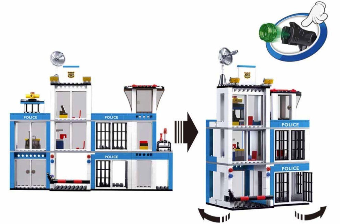 Estación Policial con Ambulancia y Helicoptero, compatible Lego-3