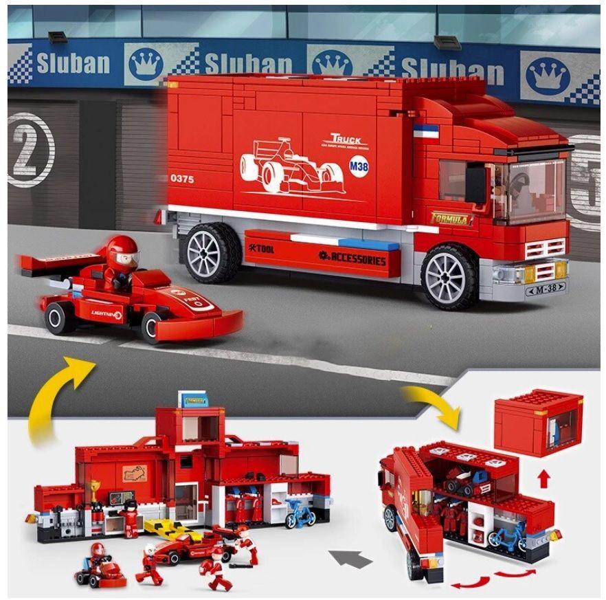 Camion con Auto F1 Armable Sluban -4