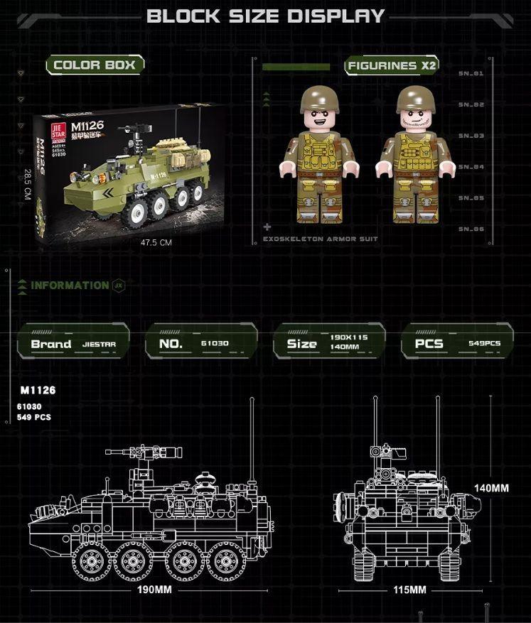 Tanque Blindado M1126 Striker APC 8x8, compatible Lego-4