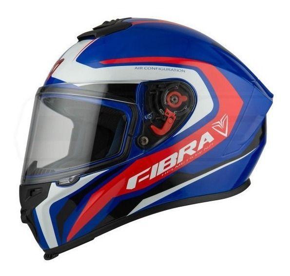 Casco Moto Fibra By Nzi Giga Falcon Azul Rojo Integral Dot-0
