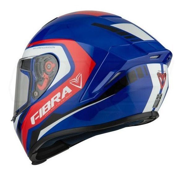Casco Moto Fibra By Nzi Giga Falcon Azul Rojo Integral Dot-1