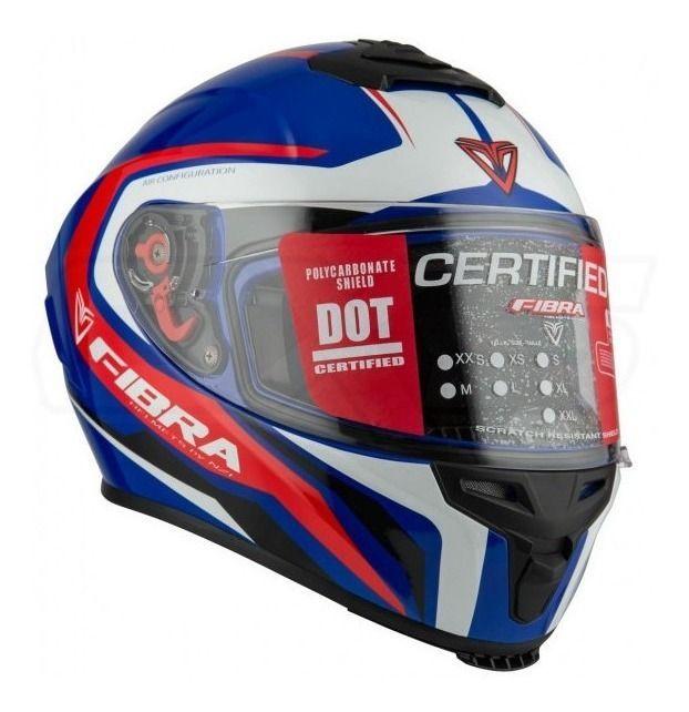Casco Moto Fibra By Nzi Giga Falcon Azul Rojo Integral Dot-2