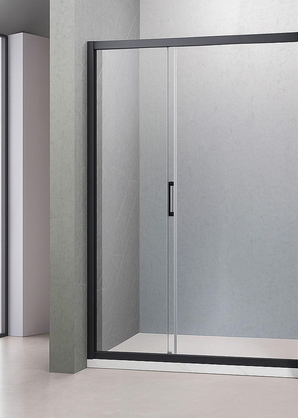 Mampara Ajustable de Ducha LENS 120-140 cm Transparente Negro-5