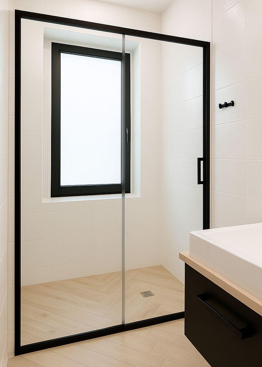 Mampara Ajustable de Ducha LENS 120-140 cm Transparente Negro-2