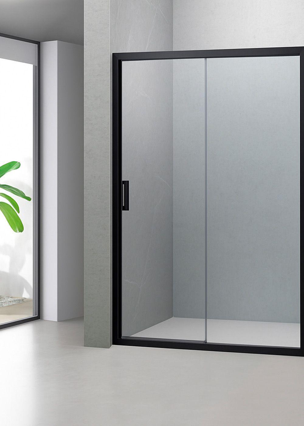 Mampara Ajustable de Ducha LENS 120-140 cm Transparente Negro-3