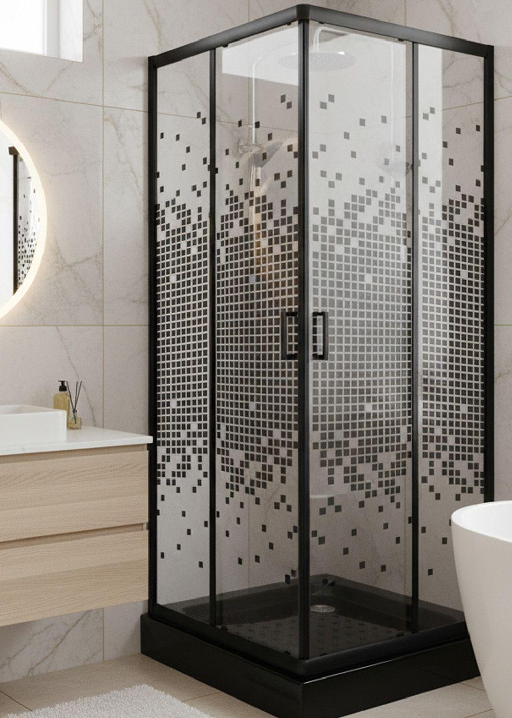 SHOWER DOOR JOYTEK RECTO MOSAIC BLACK 70X70X199 CM (INCLUYE RECEPTÁCULO)-2