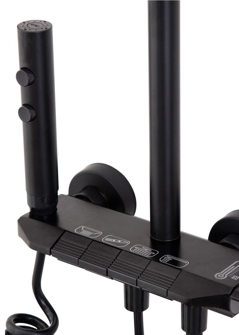 COLUMNA DUCHA TECLADO MONOMANDO 4 FUNCIONES PLATO RECTANGULAR NEGRA-4