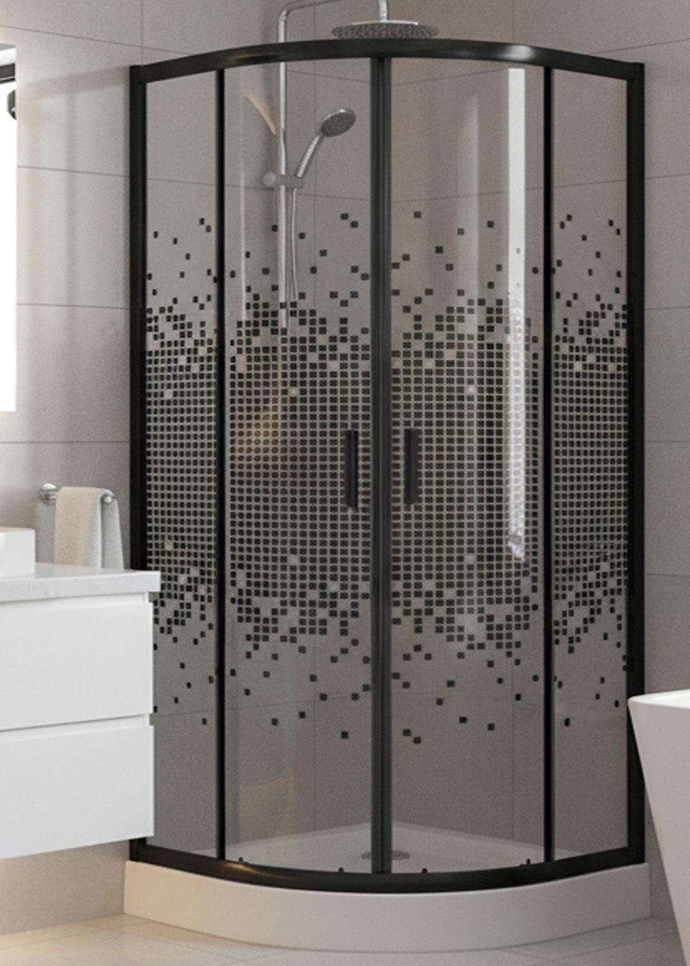 SHOWER DOOR JOYTEK CURVO MOSAIC BLACK 90X90X199 CM (INCLUYE RECEPTÁCULO)-2