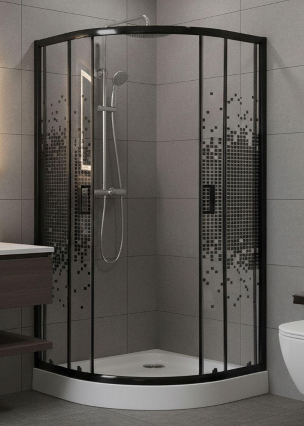 SHOWER DOOR JOYTEK CURVO MOSAIC BLACK 90X90X199 CM (INCLUYE RECEPTÁCULO)-3