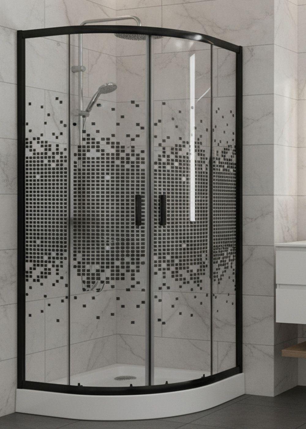 SHOWER DOOR JOYTEK CURVO MOSAIC BLACK 90X90X199 CM (INCLUYE RECEPTÁCULO)-4