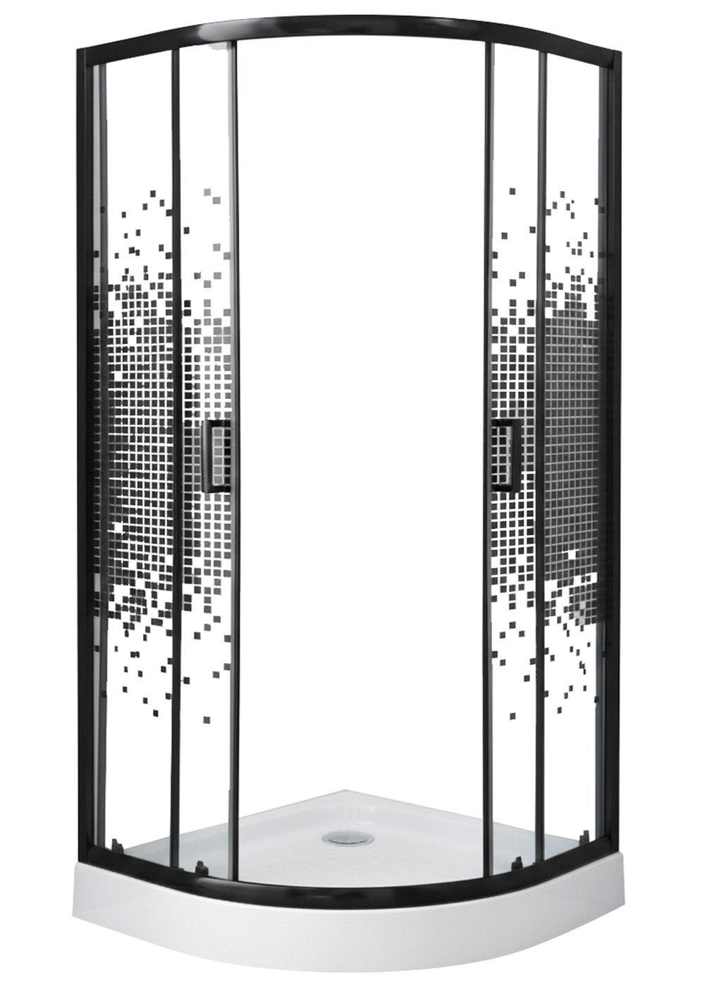 SHOWER DOOR JOYTEK CURVO MOSAIC BLACK 90X90X199 CM (INCLUYE RECEPTÁCULO)-5