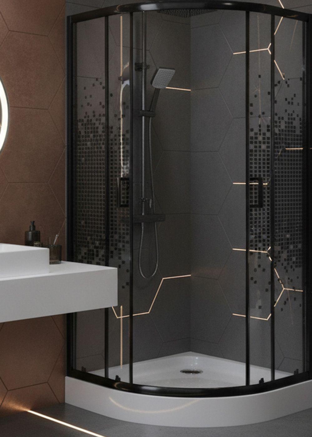 SHOWER DOOR JOYTEK CURVO MOSAIC BLACK 90X90X199 CM (INCLUYE RECEPTÁCULO)-7