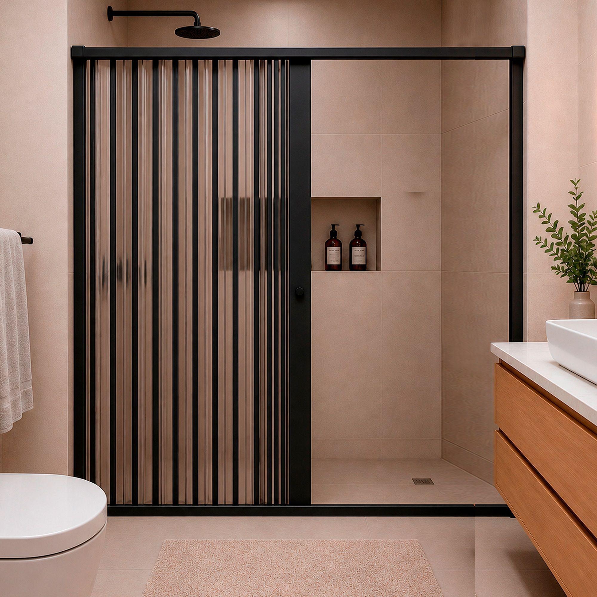 Mampara Ajustable Ducha Joytek Flexbok PVC Negro 145-160 cm *185 cm-4