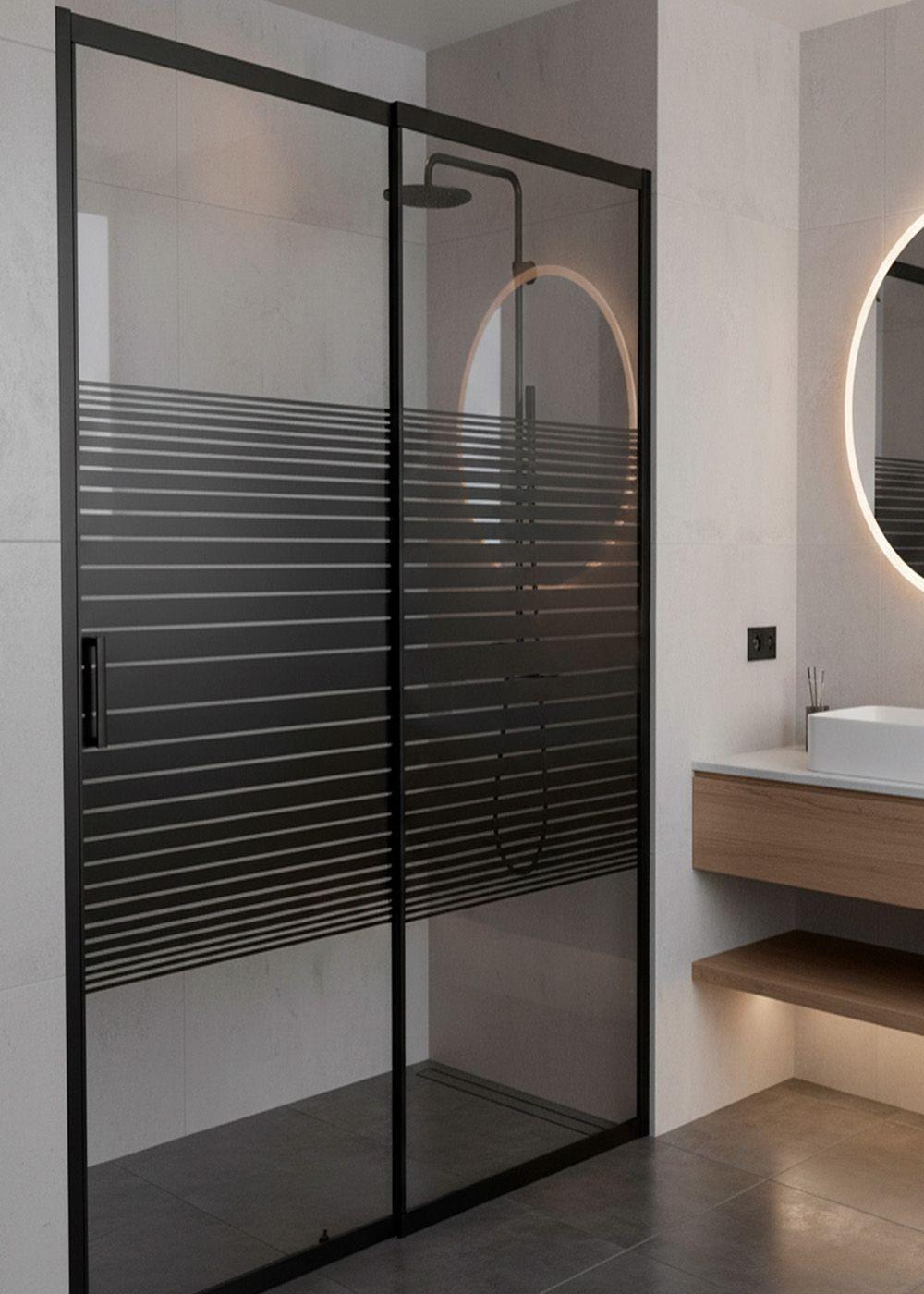 Mampara Ajustable de Ducha Strava 120-140 cm Líneas negras-2