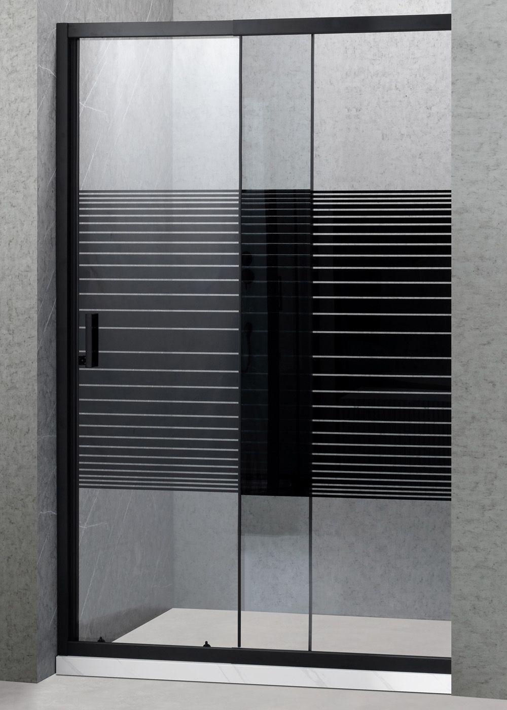 Mampara Ajustable de Ducha Strava 120-140 cm Líneas negras-3