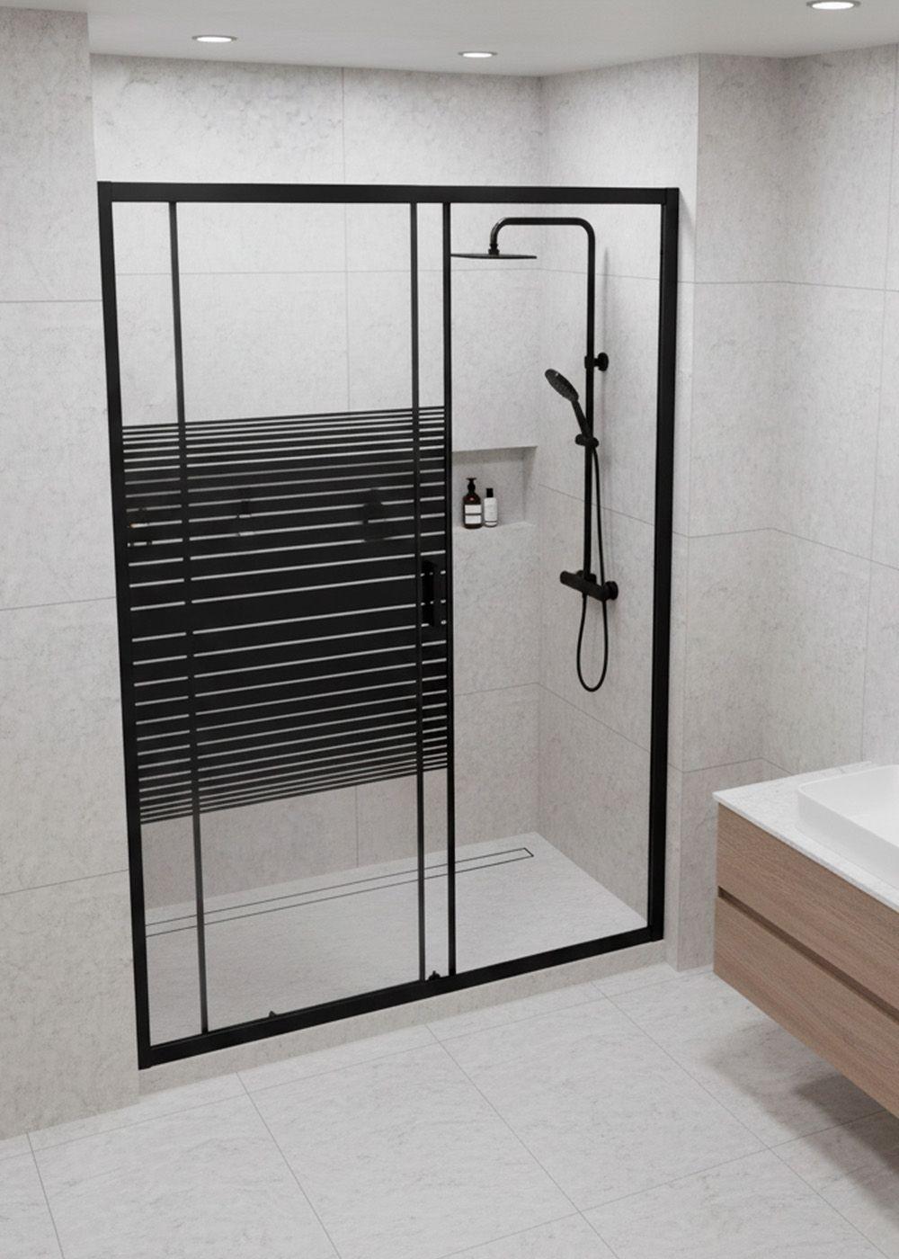 Mampara Ajustable de Ducha Strava 120-140 cm Líneas negras-4