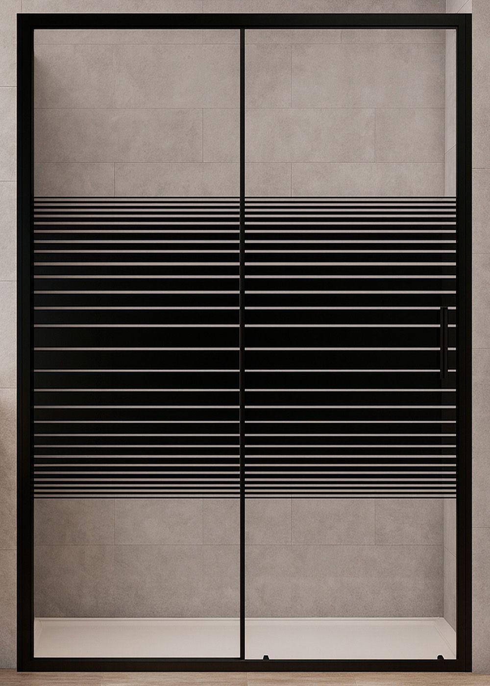 Mampara Ajustable de Ducha Strava 120-140 cm Líneas negras-6