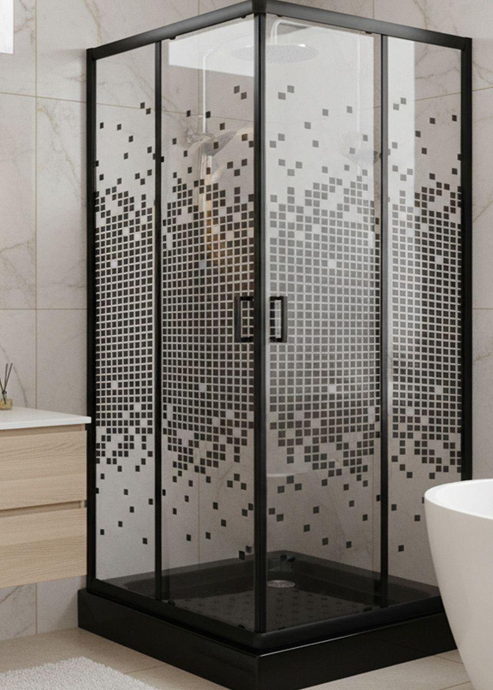 SHOWER DOOR JOYTEK RECTO MOSAIC BLACK 90X90199 CM (INCLUYE RECEPTÁCULO)-2
