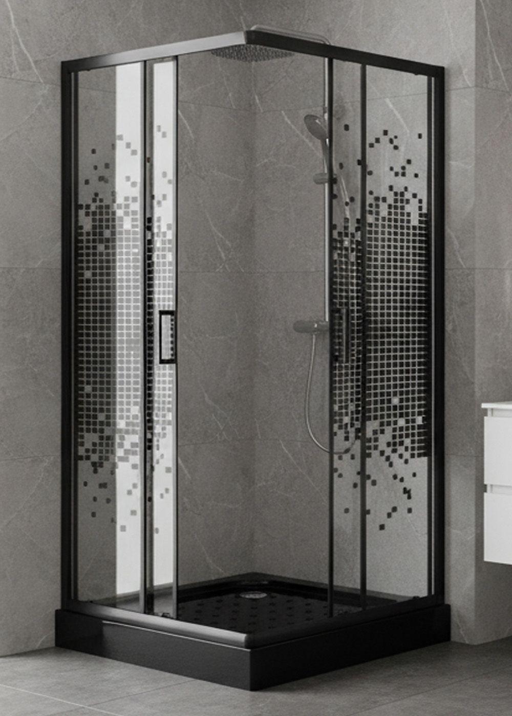 SHOWER DOOR JOYTEK RECTO MOSAIC BLACK 90X90199 CM (INCLUYE RECEPTÁCULO)-3