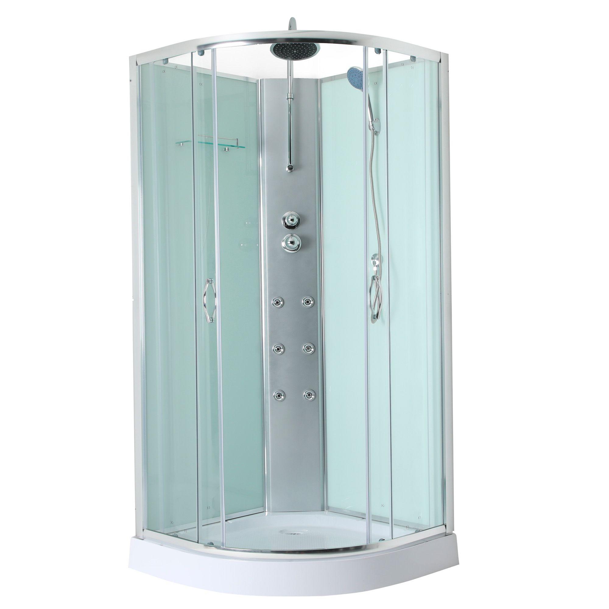 Cabina de Ducha Curva Transparente 90x90x220cm (Incluye Receptáculo y Techo)-2