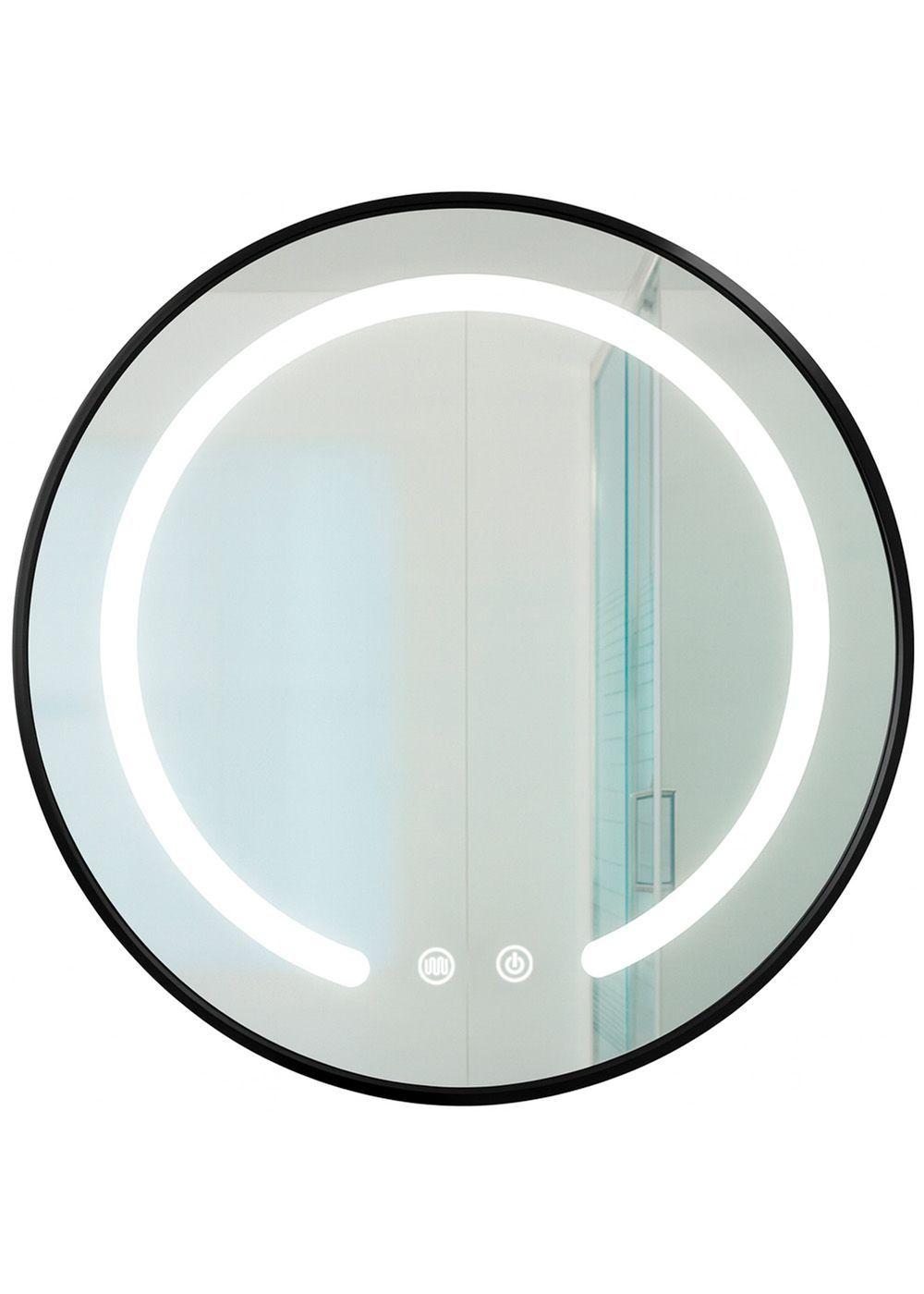 Espejo Redondo Marco Negro Touch con Luz Led 3 colores 80 cm-0