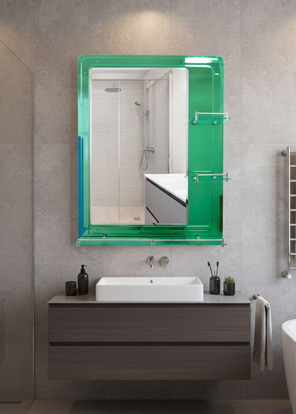 Espejo con Repisas Rectangular Green 80x60 cm-2