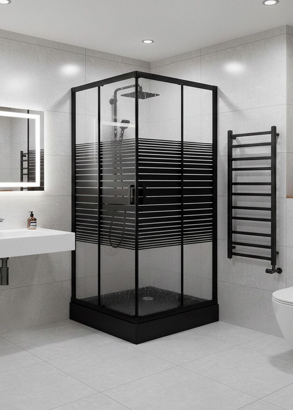 SHOWER DOOR JOYTEK RECTO STRAVA NEGRO 80X80X198 CM (INCLUYE RECEPTÁCULO)-2